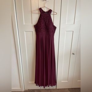 Lulus Picture Perfect Burgundy Lace Maxi Dress
